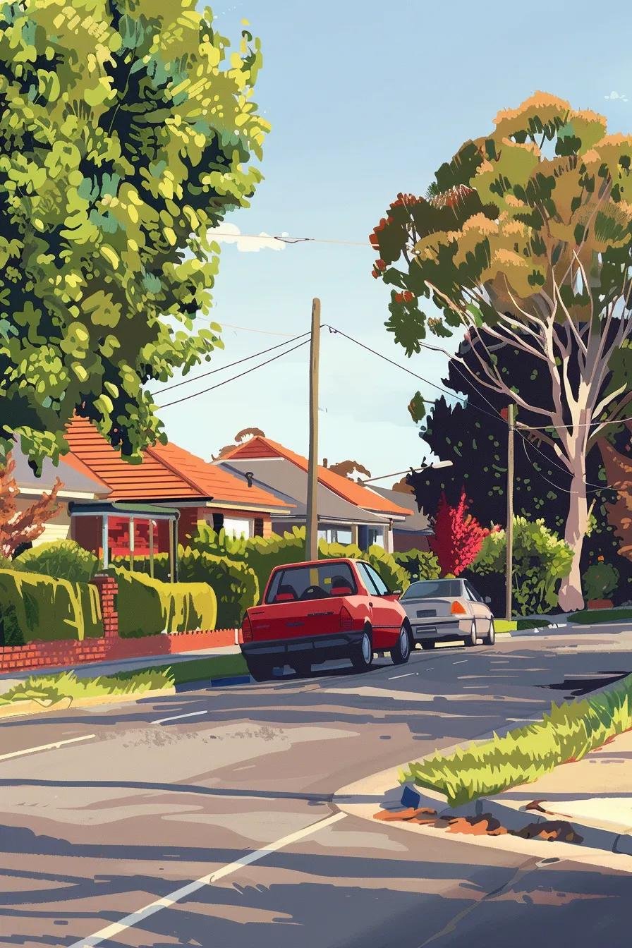 Learner driver getting guidance in a quiet suburban area during a standard lesson