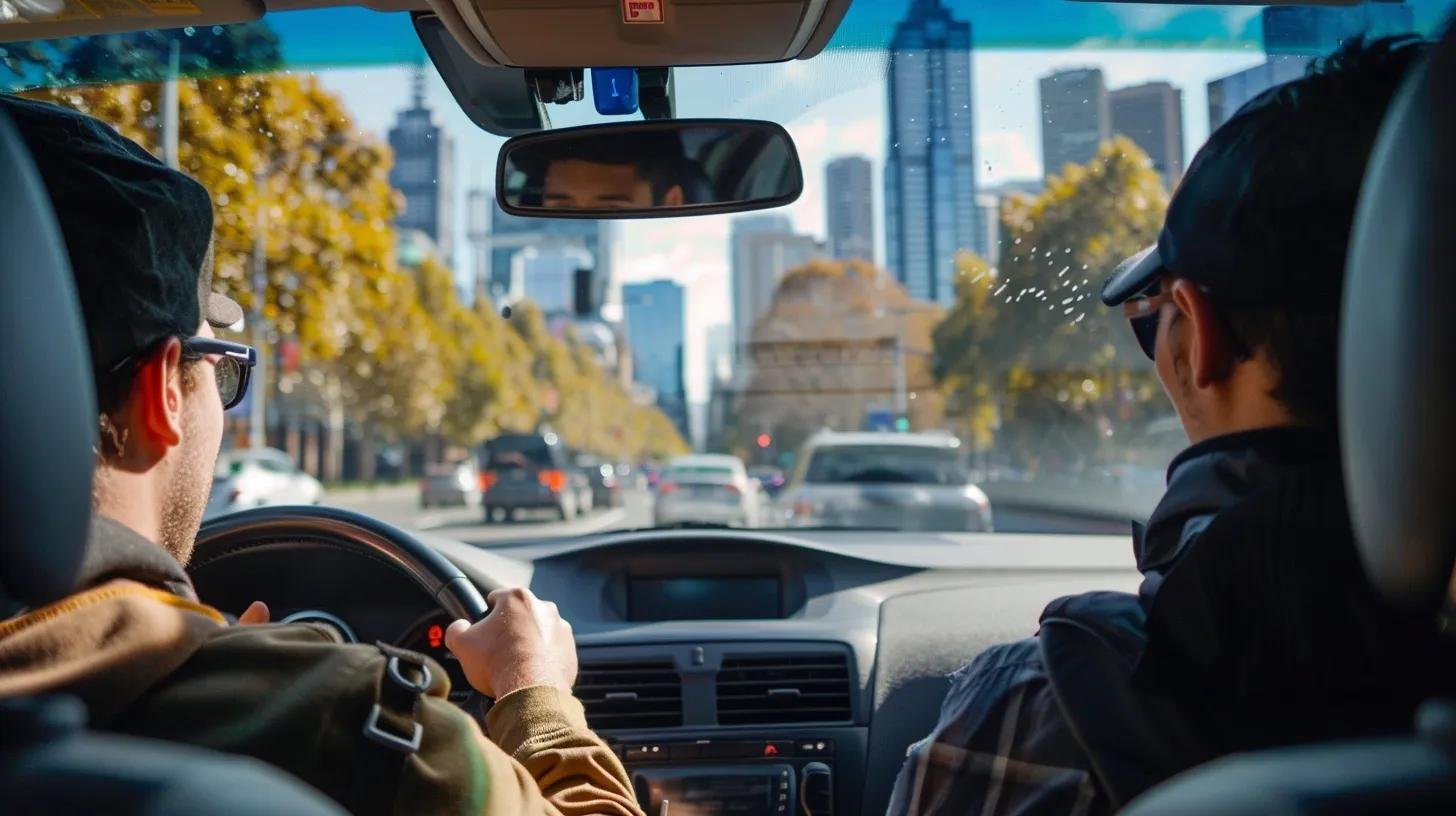 Learner driver practicing driving with an instructor in Melbourne, emphasizing driving lessons and logbook hours