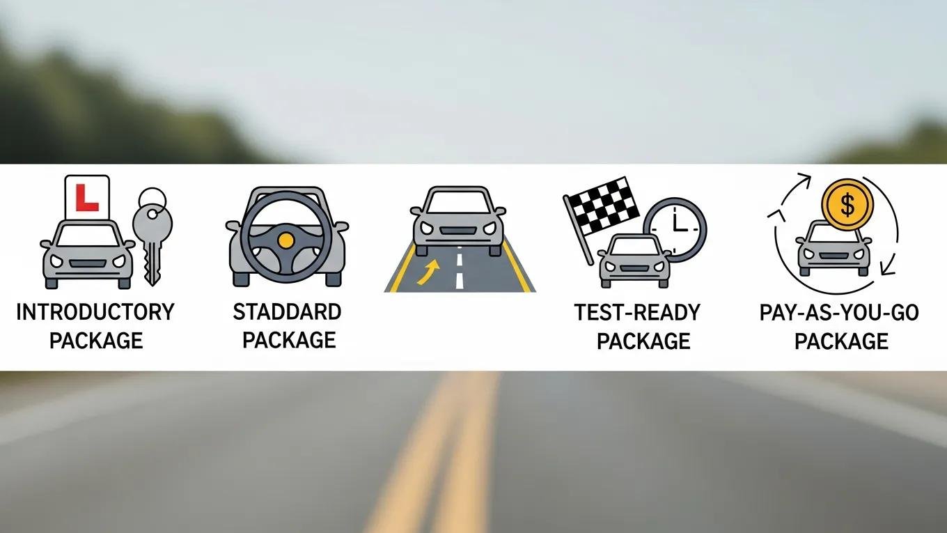Graphic showing the main types of driving lesson packages offered in Melbourne