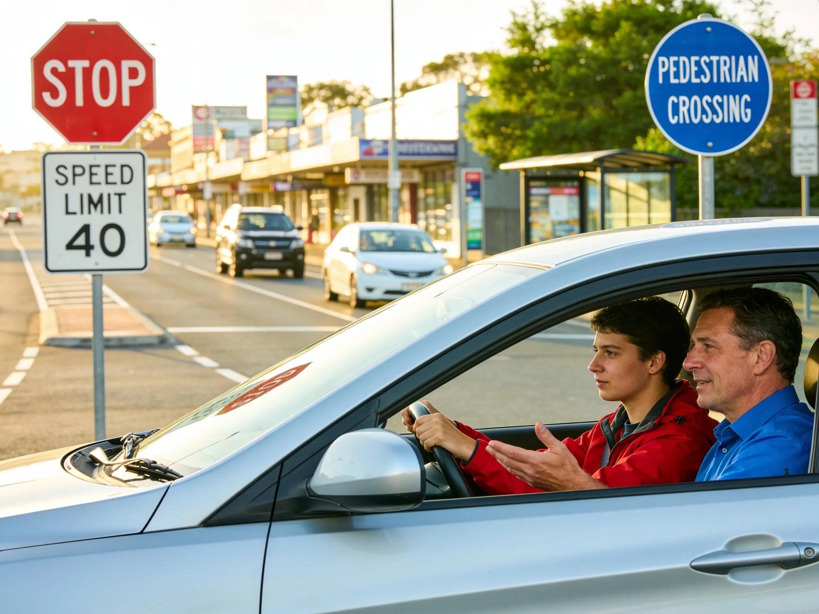 Learner driver receiving instruction in Clayton, showcasing a driving lesson environment