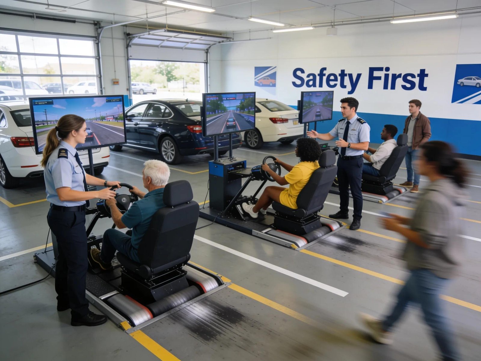 Participants engaged in a defensive driving course emphasizing safety and skill in Melbourne