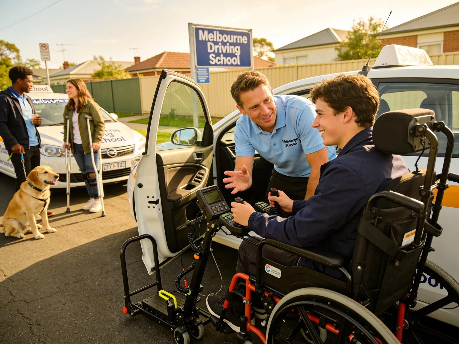 NDIS driving lesson in Melbourne with a specialized vehicle and diverse participants