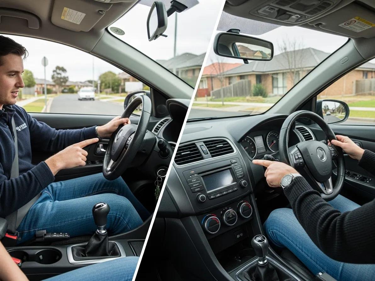 Comparison of manual and automatic driving lessons with an instructor and learner in a driving school setting