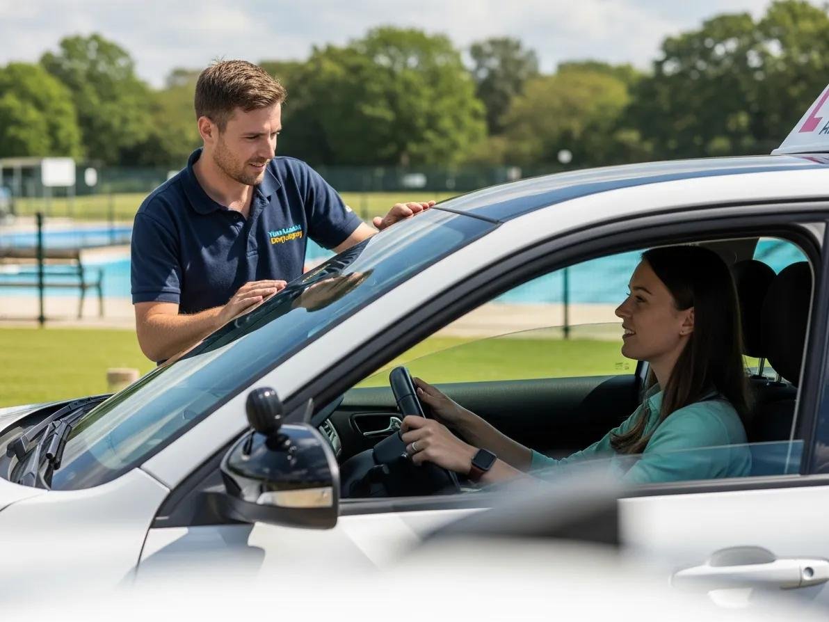 Driving lesson in Doveton near Doveton Pool in the Park, promoting a supportive learning environment