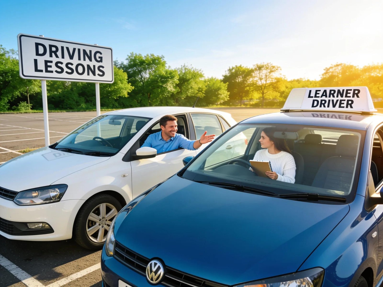 Comparison of manual and automatic cars in a driving school setting, emphasizing learner driver choices