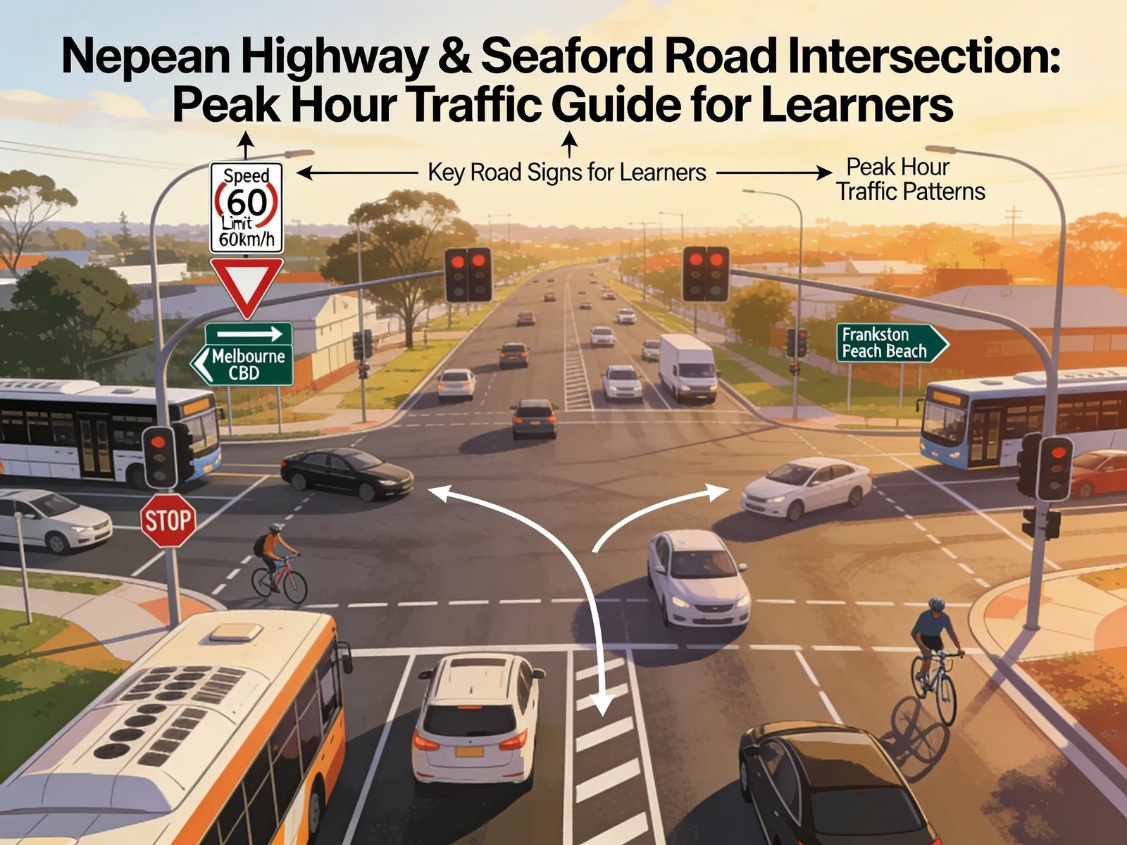 Busy Nepean Highway intersection in Seaford illustrating local driving challenges