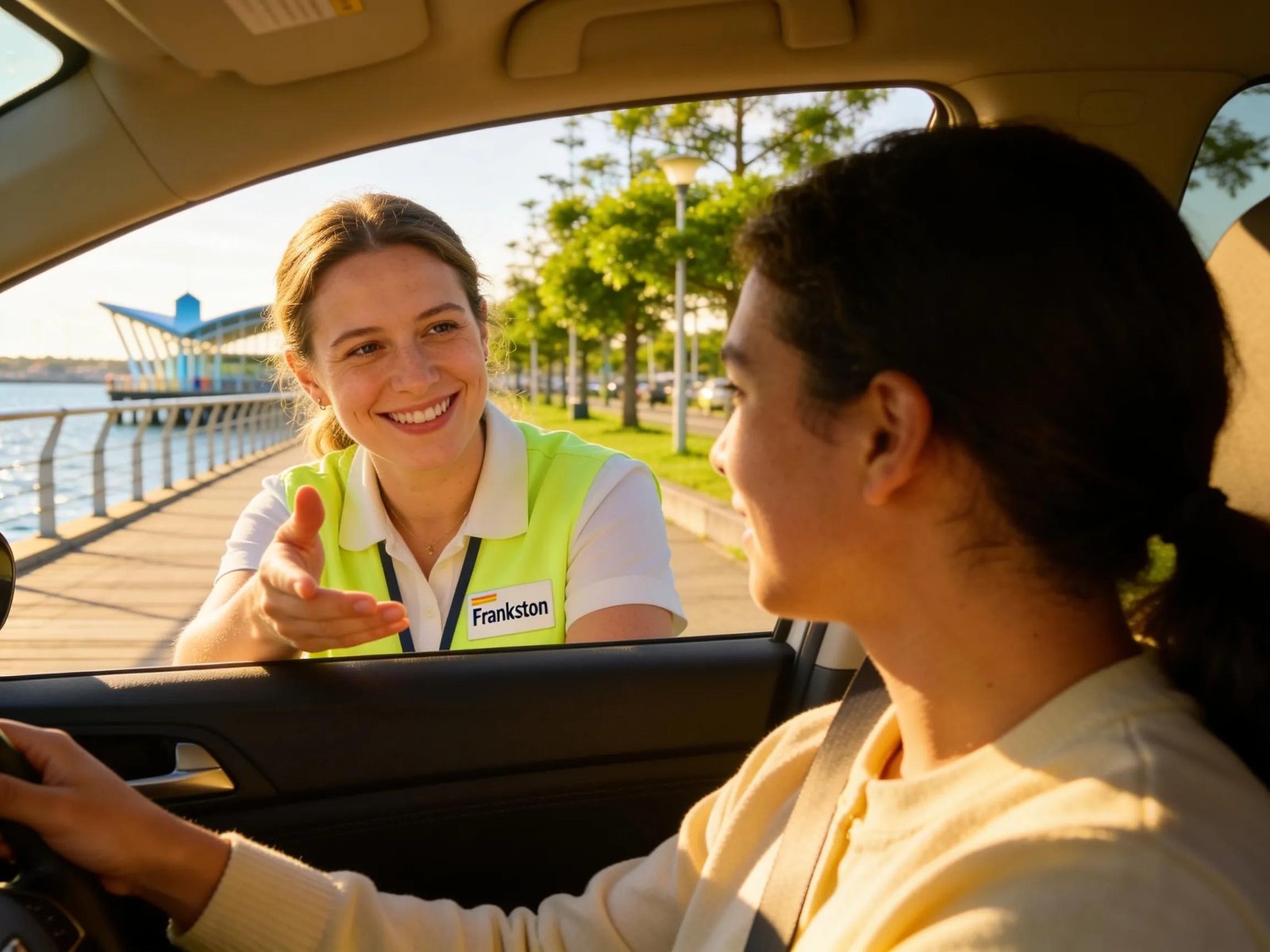 Driving lesson in Frankston with a female instructor and student near Frankston Waterfront