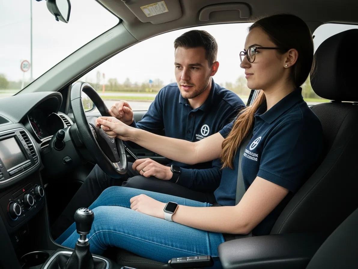 Learner practicing manual driving lessons with a knowledgeable instructor in Noble Park