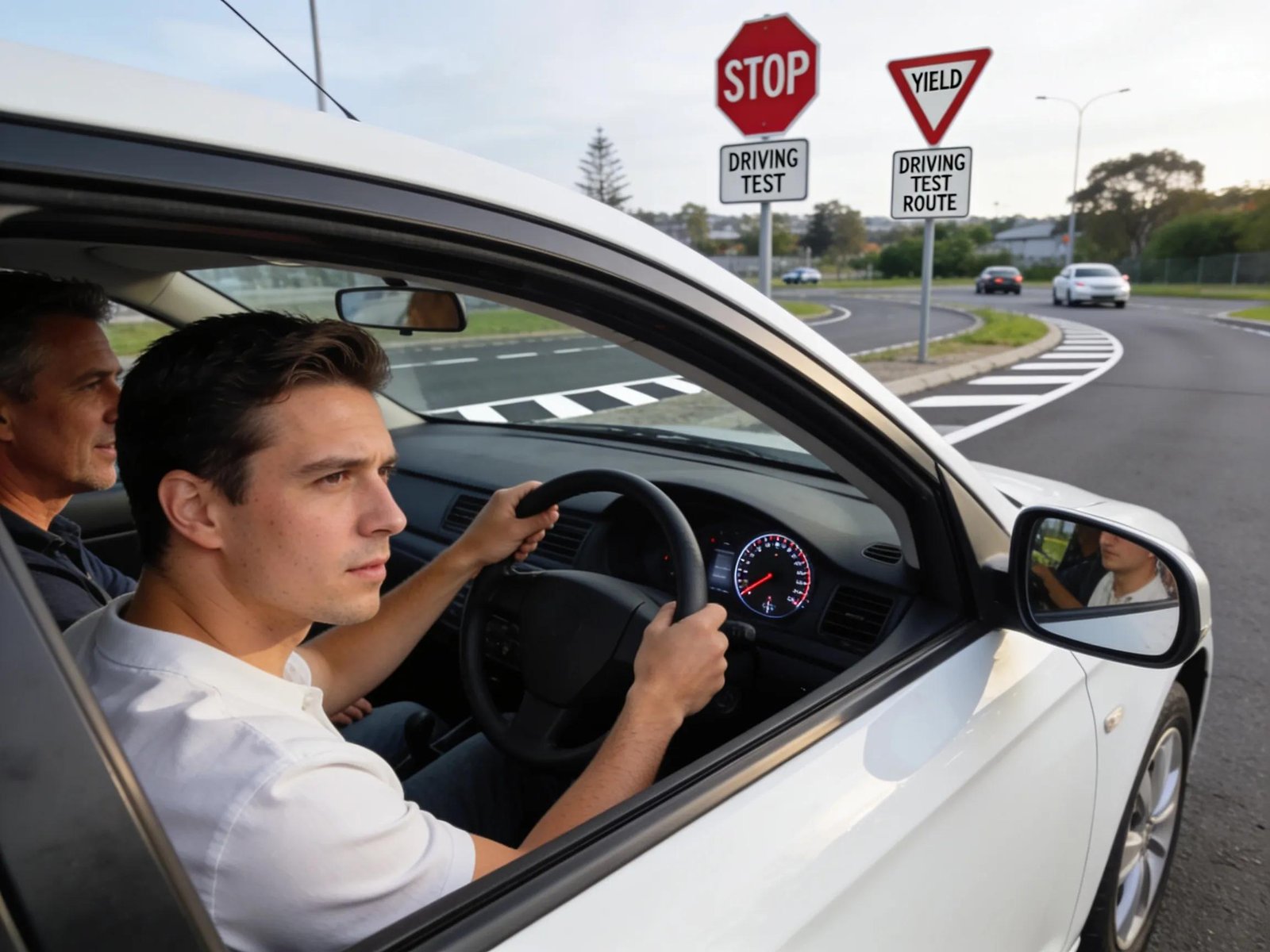 Learner practicing driving at a test location in Melbourne, highlighting real-world test preparation
