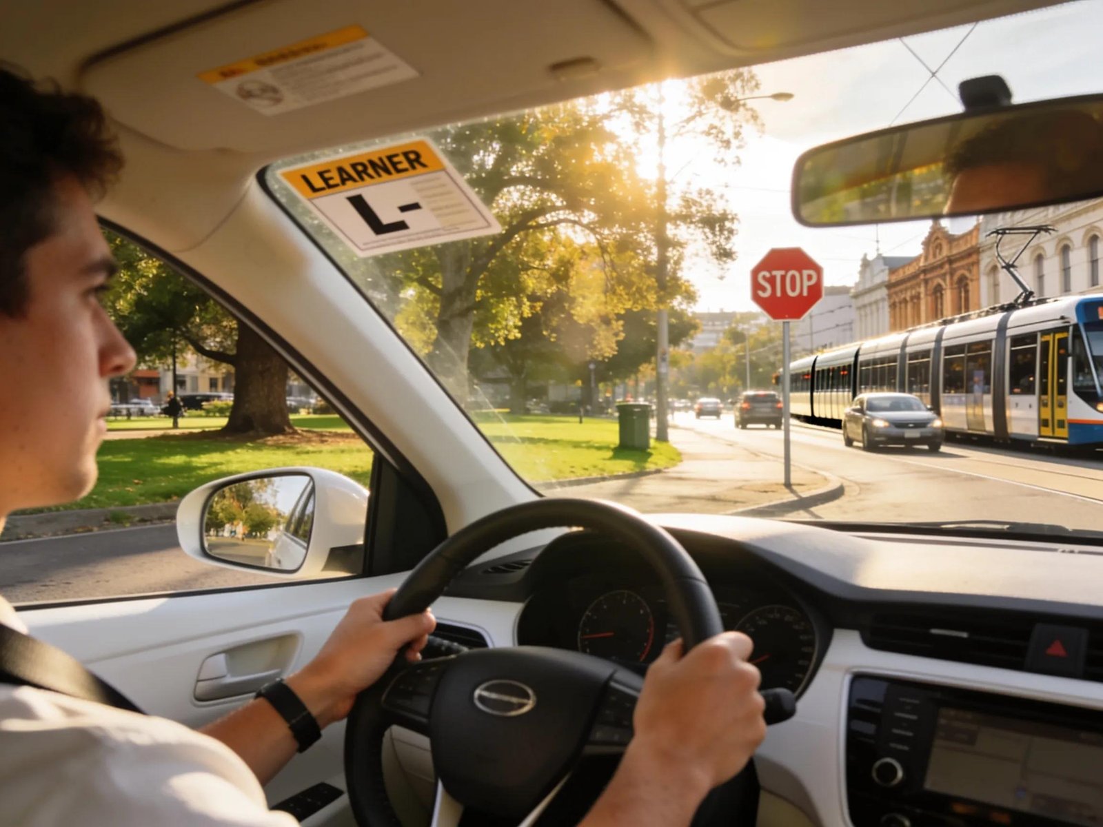 Melbourne learner driver engaged in driving lesson preparation