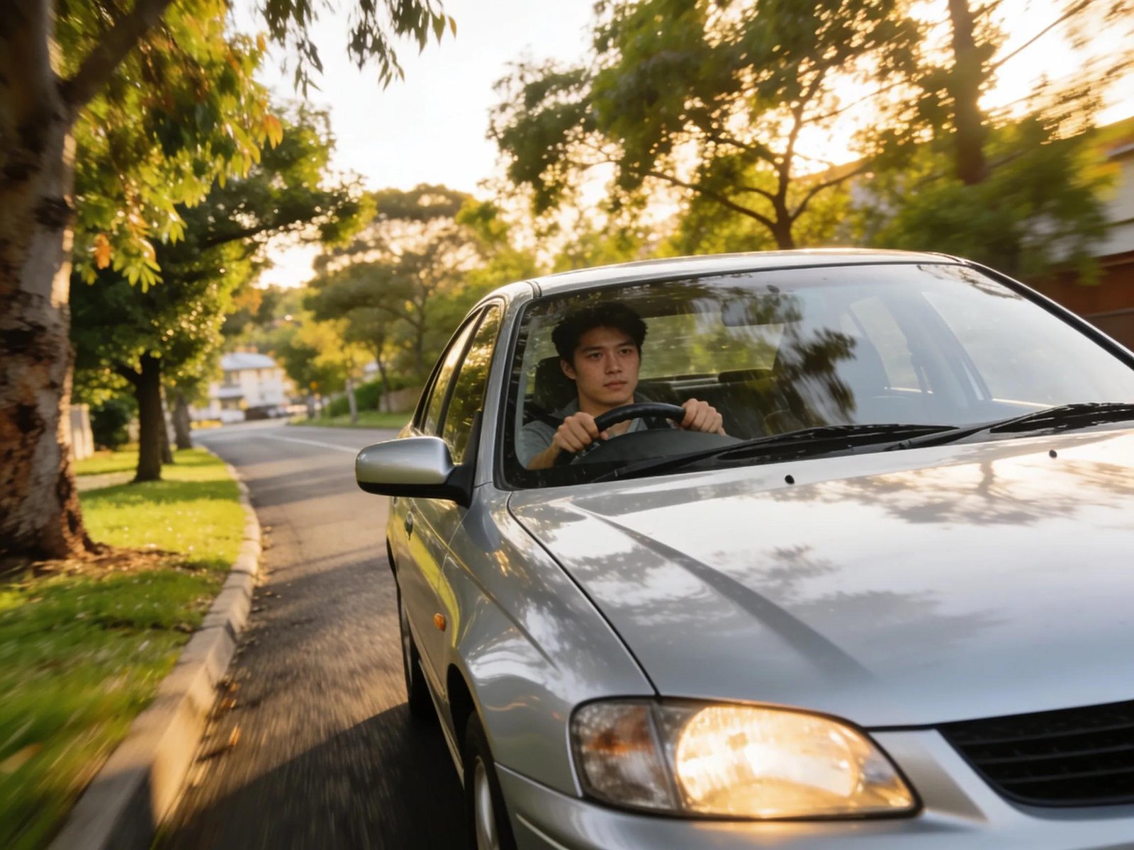 Learner driver practicing on a Frankston street, embodying the VicRoads driving test preparation theme