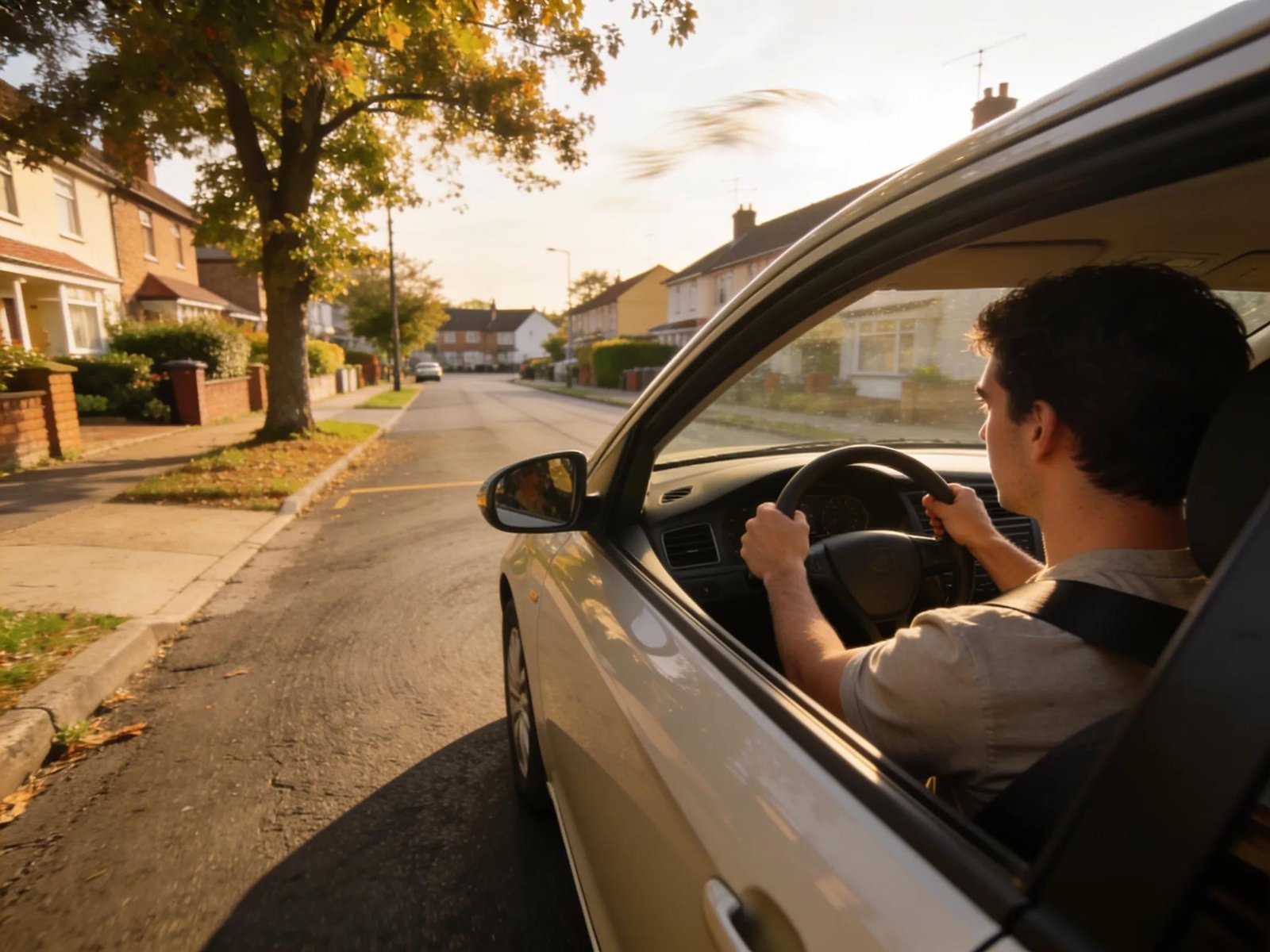 Learner driver practicing 3-point turn and reverse parallel parking in Mitcham