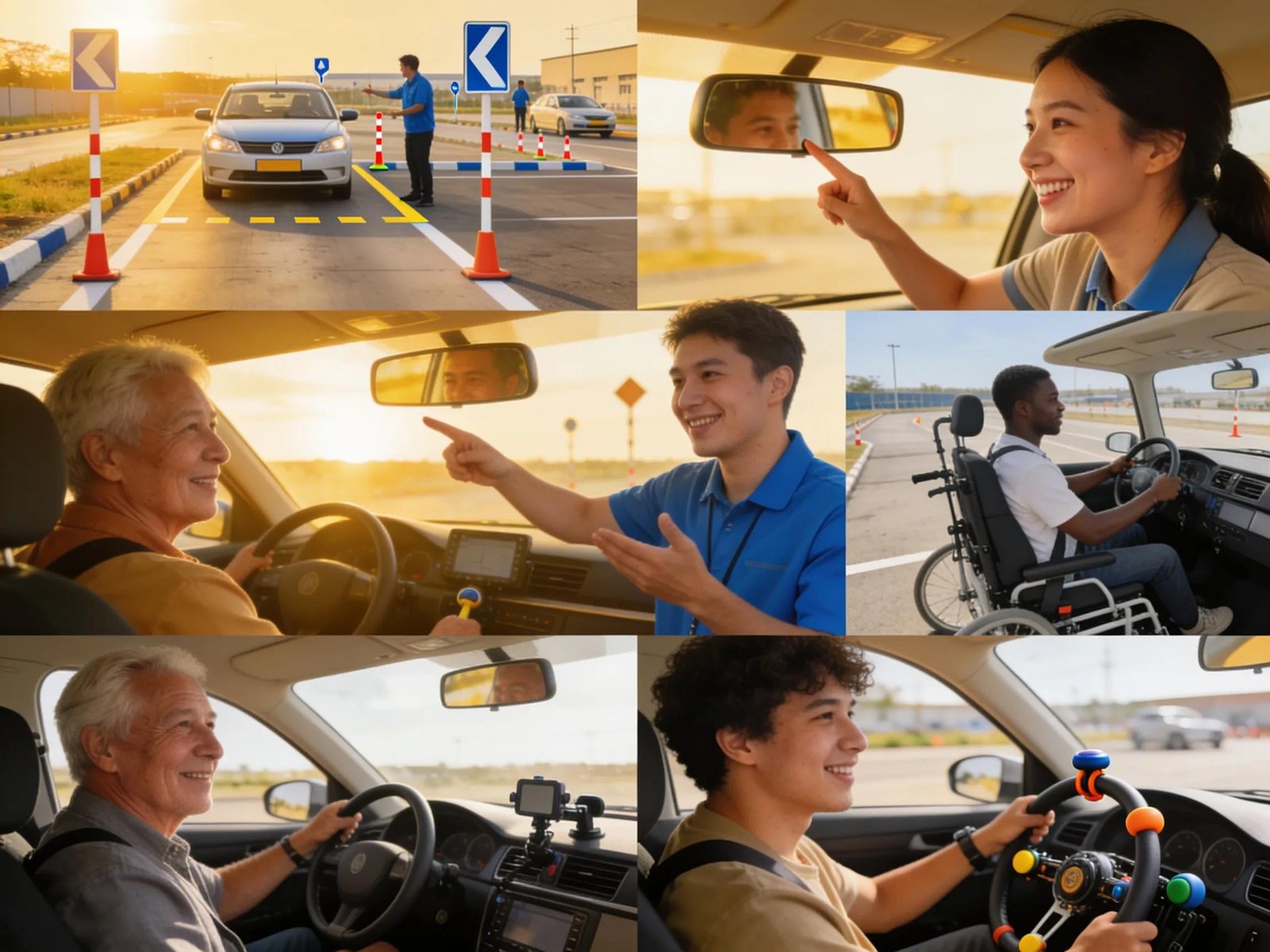Inclusive driving lesson scene demonstrating adaptive training techniques for learners at Your Local Driving Academy