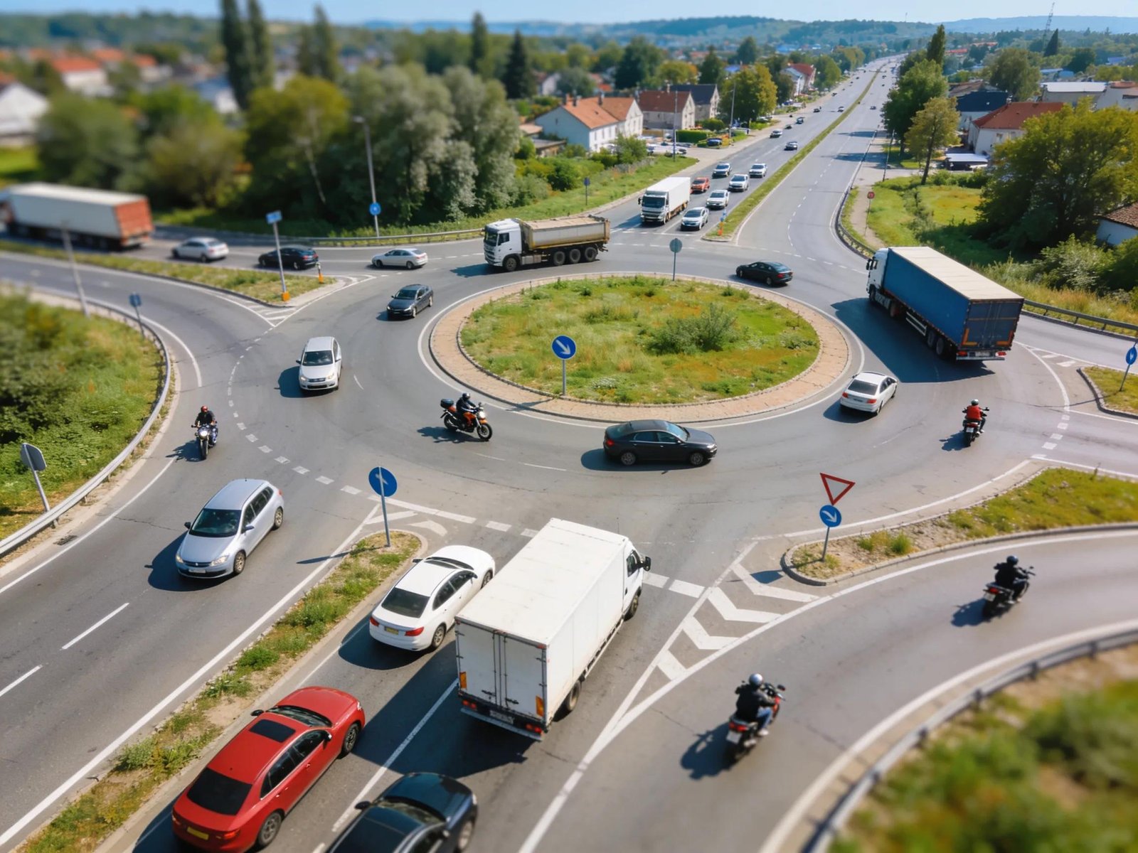 Aerial view of VicRoads test route showcasing multi-lane roundabouts and suburban streets