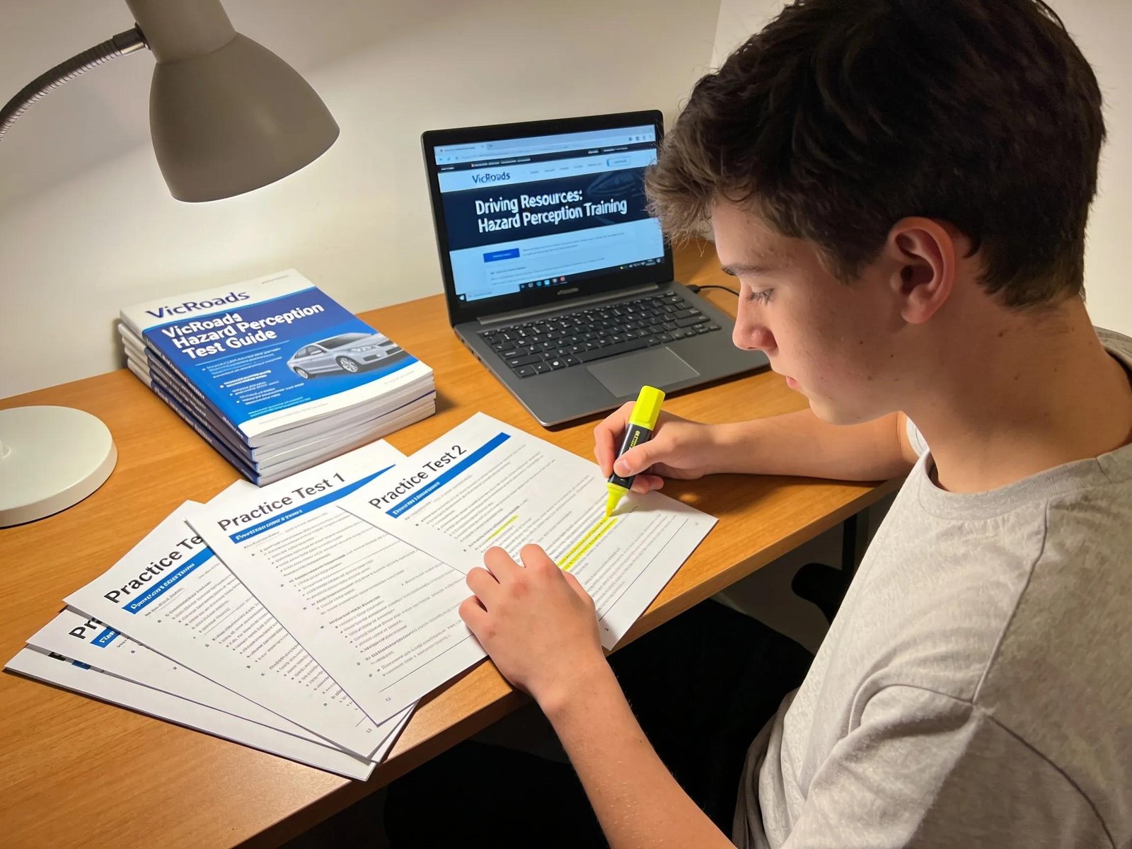 Learner studying driving materials for Hazard Perception Test preparation