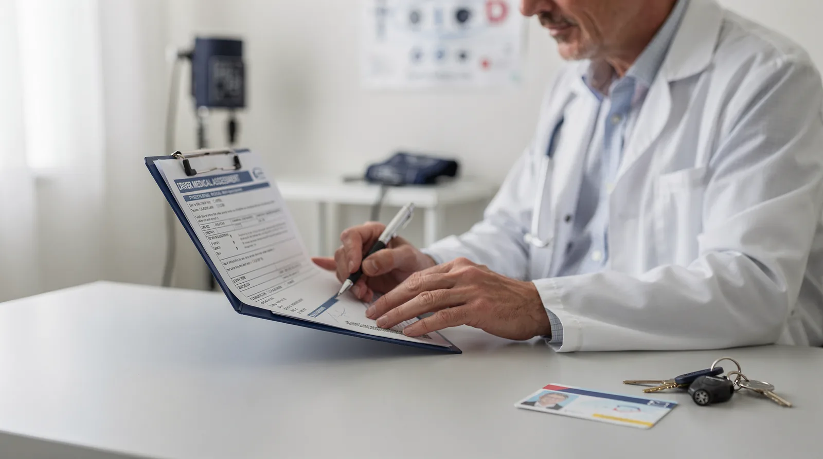 A general practitioner or specialist reviews a patient's health condition and determines whether it affects